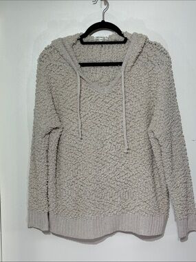 Miracle Textured Popcorn Knit Hoodie Pullover - Cream